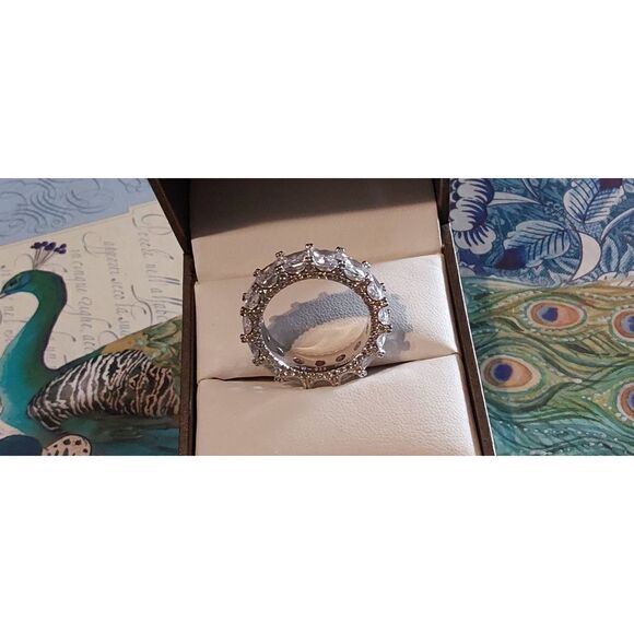 Stunning New 15.13 Princess & Round Cut Sim Diamond Eternity Band Ring Sz 8 - Picture 3 of 9